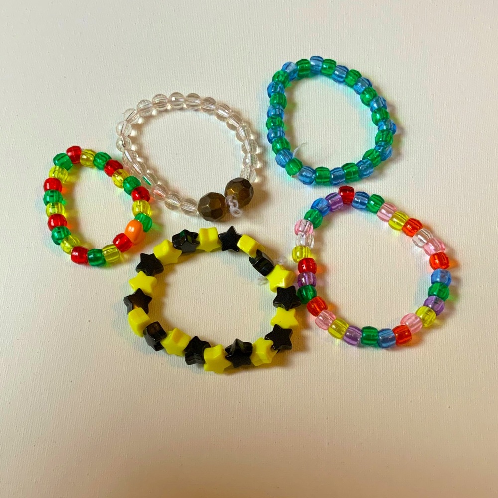 Set of 5 Random Colorful Bead Bracelets